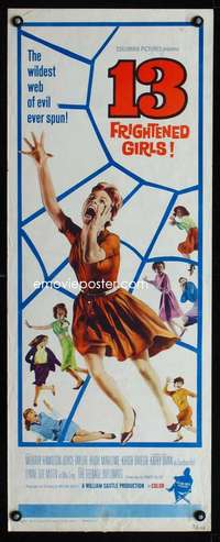 s015 13 FRIGHTENED GIRLS insert movie poster '63 William Castle