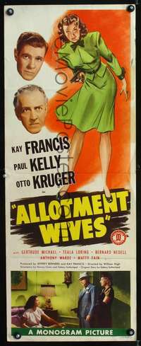 s018 ALLOTMENT WIVES insert movie poster '45 sexy Kay Francis w/gun!