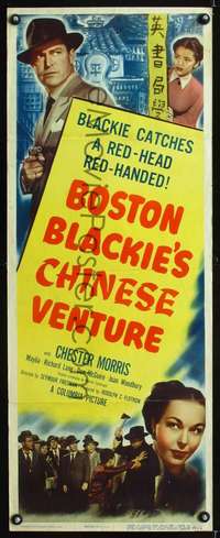 s034 BOSTON BLACKIE'S CHINESE VENTURE insert movie poster '49 Morris