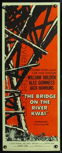 s042 BRIDGE ON THE RIVER KWAI insert movie poster '58 William Holden