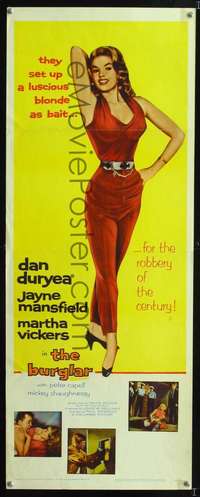 s050 BURGLAR insert movie poster '57 super sexy Jayne Mansfield!