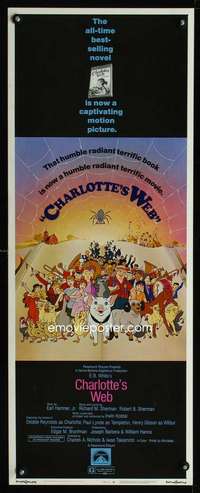 s057 CHARLOTTE'S WEB insert movie poster '73 EB White cartoon classic!