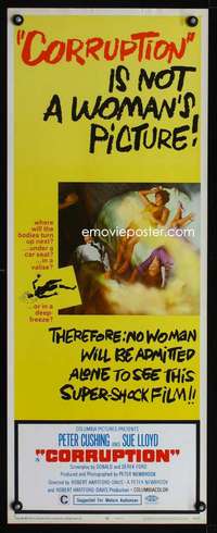 s077 CORRUPTION insert movie poster '68 Peter Cushing, Sue Lloyd