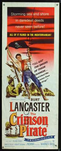 s084 CRIMSON PIRATE insert movie poster '52 tough Burt Lancaster!