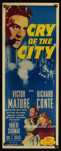 s087 CRY OF THE CITY insert movie poster R54 film noir, Victor Mature