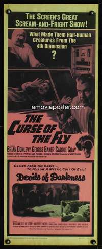 s090 CURSE OF THE FLY/DEVILS OF DARKNESS insert movie poster '65