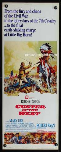 s091 CUSTER OF THE WEST insert movie poster '68 cool Civil War art!