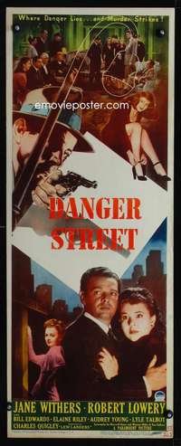 s094 DANGER STREET insert movie poster '47 street closed for murder!
