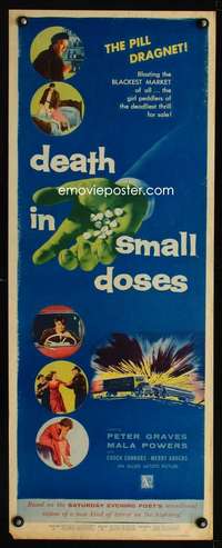 s101 DEATH IN SMALL DOSES insert movie poster '57 doper Peter Graves!