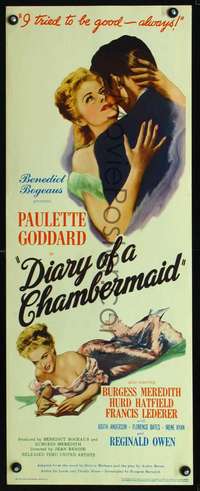 s110 DIARY OF A CHAMBERMAID insert movie poster '46 Paulette Goddard