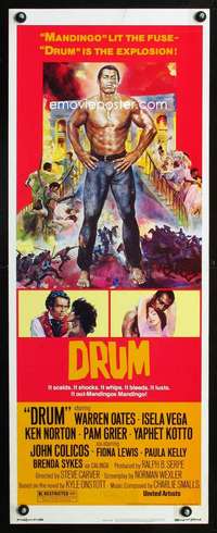 s115 DRUM insert movie poster '76 tough Ken Norton, blaxploitation!