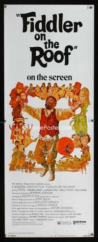 s121 FIDDLER ON THE ROOF insert movie poster '72 Topol, CoConis art!