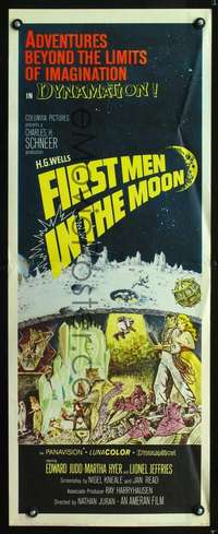 s010 FIRST MEN IN THE MOON insert movie poster '64 Ray Harryhausen