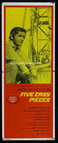 s127 FIVE EASY PIECES insert movie poster '70 Nicholson, Rafelson