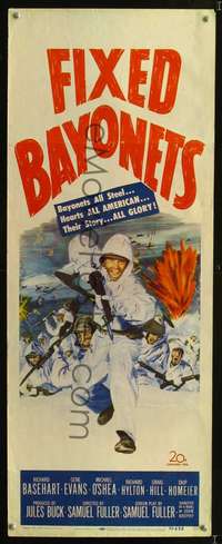 s128 FIXED BAYONETS insert movie poster '51 Sam Fuller, Basehart