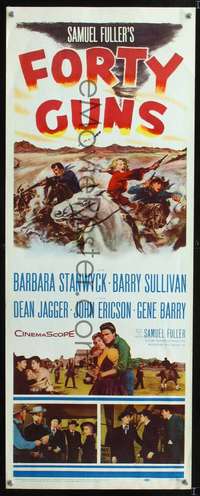 s131 FORTY GUNS insert movie poster '57 Sam Fuller, Barbara Stanwyck
