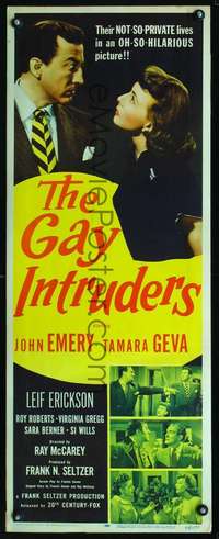 s137 GAY INTRUDERS insert movie poster '48 Tamara Geva, John Emery