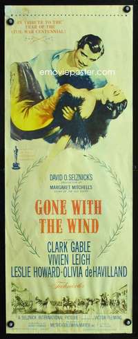 s143 GONE WITH THE WIND insert movie poster R61 Clark Gable, Leigh