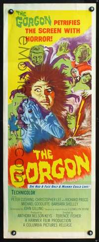 s144 GORGON insert movie poster '64 Peter Cushing, Hammer horror!