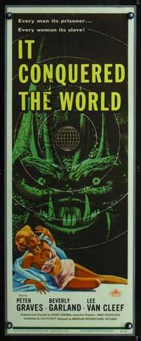 s011 IT CONQUERED THE WORLD laminated insert movie poster '56 sci-fi!