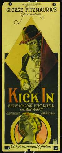 s179 KICK IN insert movie poster '22 Betty Compson, Bert Lytell