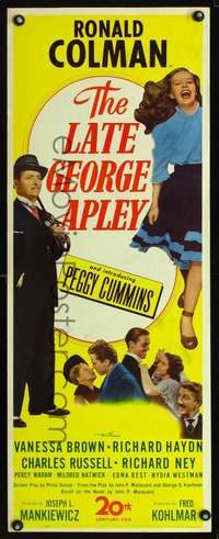 s191 LATE GEORGE APLEY insert movie poster '47 Ronald Colman, Cummins