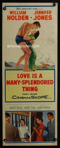 s198 LOVE IS A MANY-SPLENDORED THING insert movie poster '55 Holden