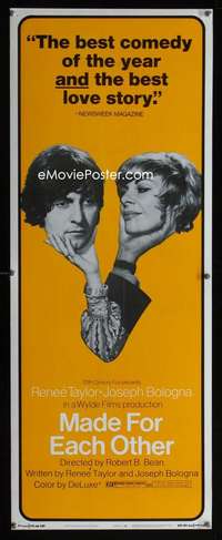 s200 MADE FOR EACH OTHER insert movie poster '71 Renee Taylor