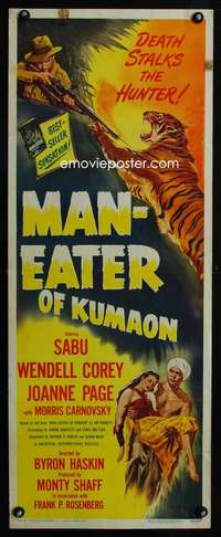 s204 MAN-EATER OF KUMAON insert movie poster '48 great tiger image!