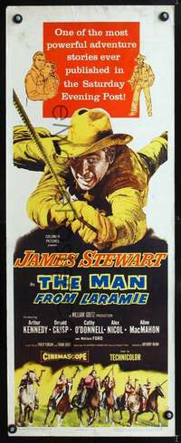 s202 MAN FROM LARAMIE insert movie poster '55 James Stewart, Kennedy