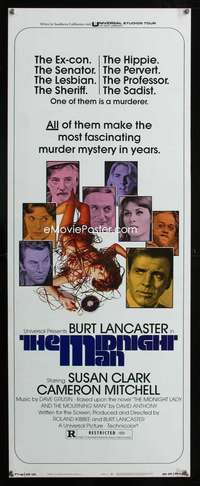 s214 MIDNIGHT MAN insert movie poster '74 Burt Lancaster, Clark