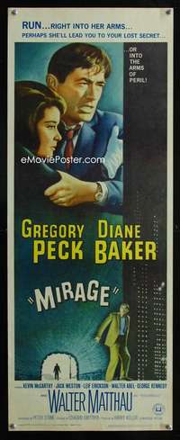 s218 MIRAGE insert movie poster '65 Gregory Peck, Diane Baker