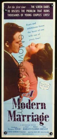 s222 MODERN MARRIAGE insert movie poster '50 the whys of frigidity!