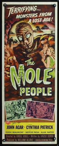 s001 MOLE PEOPLE signed insert movie poster '56 by John Agar, sci-fi!