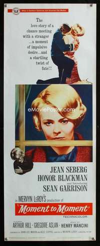 s224 MOMENT TO MOMENT insert movie poster '65 pretty Jean Seberg!