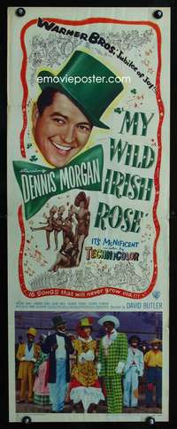 s241 MY WILD IRISH ROSE insert movie poster '48 Dennis Morgan sings
