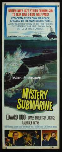 s242 MYSTERY SUBMARINE insert movie poster '63 WWII sub vs sub!