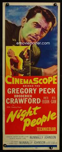 s257 NIGHT PEOPLE insert movie poster '54 Gregory Peck in uniform!