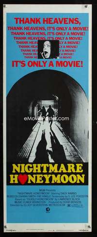 s260 NIGHTMARE HONEYMOON insert movie poster '73 it's only a movie!