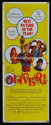 s266 OLIVER insert movie poster '69 Charles Dickens, Reed, Ron Moody