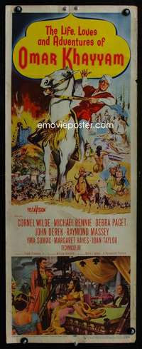s267 OMAR KHAYYAM insert movie poster '57 Cornel Wilde, Debra Paget