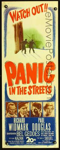 s281 PANIC IN THE STREETS insert movie poster '50 Elia Kazan, Widmark