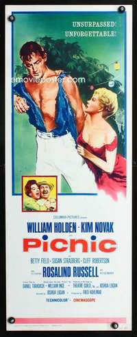 s289 PICNIC insert movie poster R61 William Holden, Kim Novak