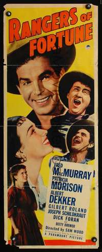 s299 RANGERS OF FORTUNE insert movie poster '40 cowboy Fred MacMurray