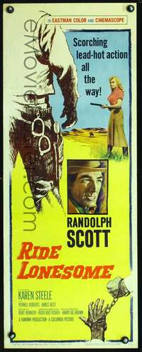 s307 RIDE LONESOME insert movie poster '59 Randolph Scott, Boetticher