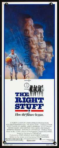 s308 RIGHT STUFF insert movie poster '83 1st astronauts, Tom Jung art!