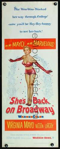 s322 SHE'S BACK ON BROADWAY insert movie poster '53 sexy Virginia Mayo