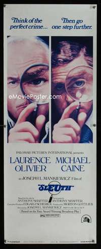s324 SLEUTH insert movie poster '72 Laurence Olivier, Michael Caine