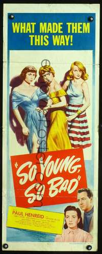 s327 SO YOUNG, SO BAD insert movie poster '50 Paul Henreid, Moreno