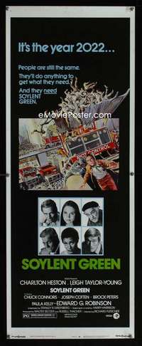 s333 SOYLENT GREEN insert movie poster '73 Charlton Heston, Solie art!